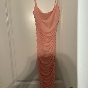 Oh Polly Peach Backless Draped Dress